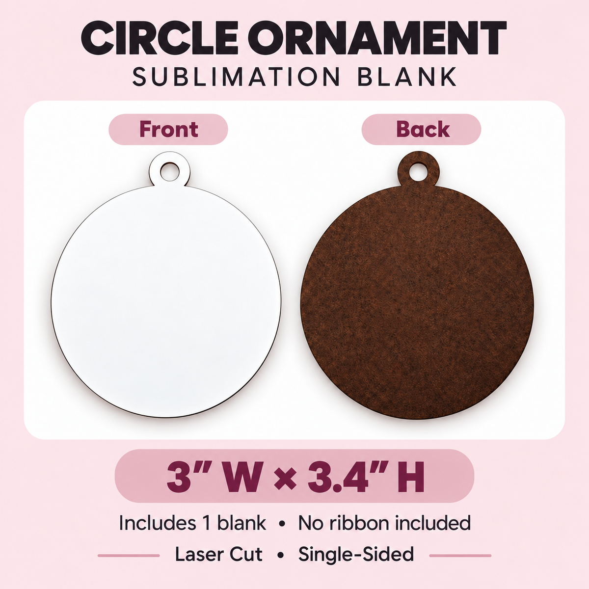 Circle Ornament Sublimation Blank