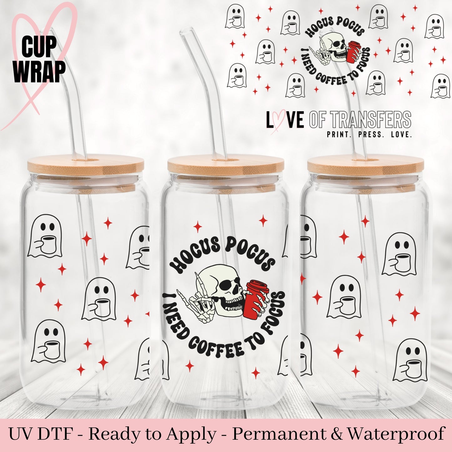 HOCUS POCUS COFFEE TO FOCUS - 16 OZ UV DTF WRAP