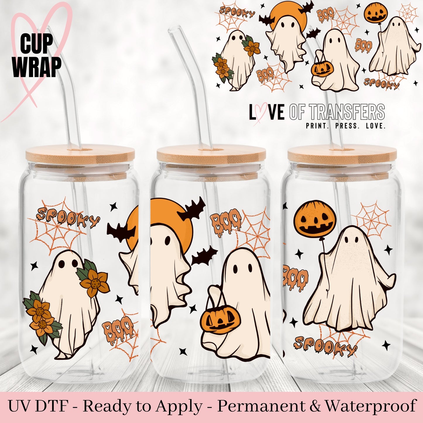 SPOOKY BOO - 16 OZ UV DTF WRAP