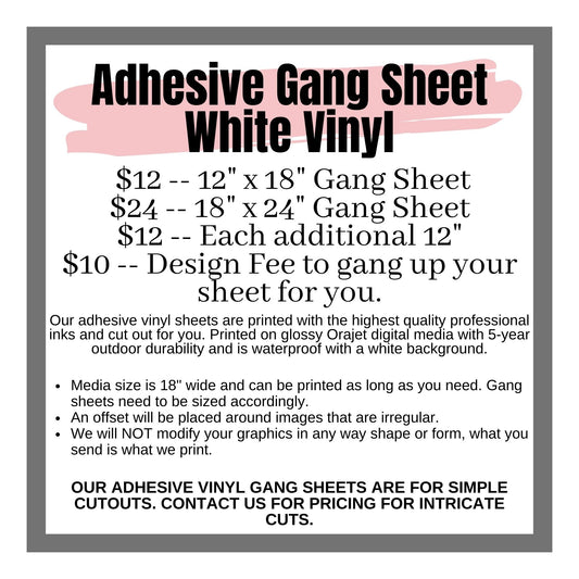 Adhesive Gang Sheet White Vinyl